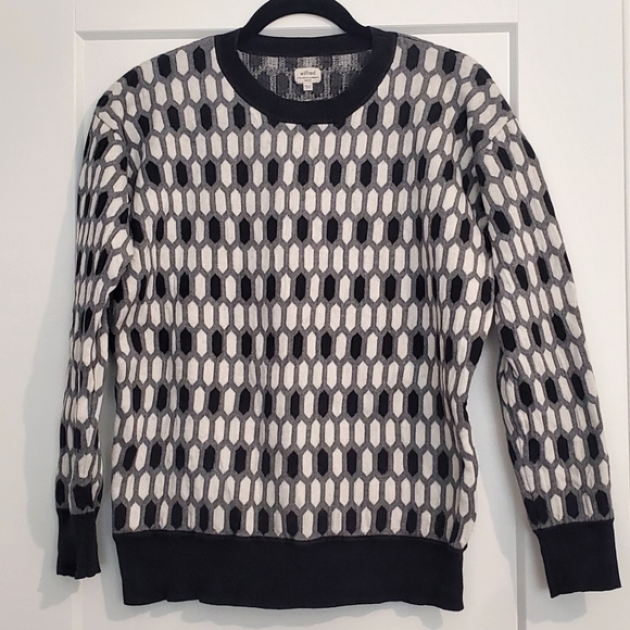 WILFRED / S / Women's Silk Cashmere Blend Anjou Geometric Crewneck Sweater - Picture 2 of 3